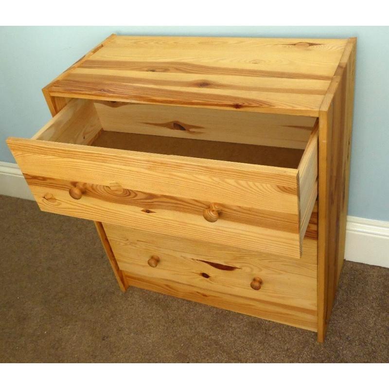 Narrow Pine Chest of Drawers (with three Drawers)