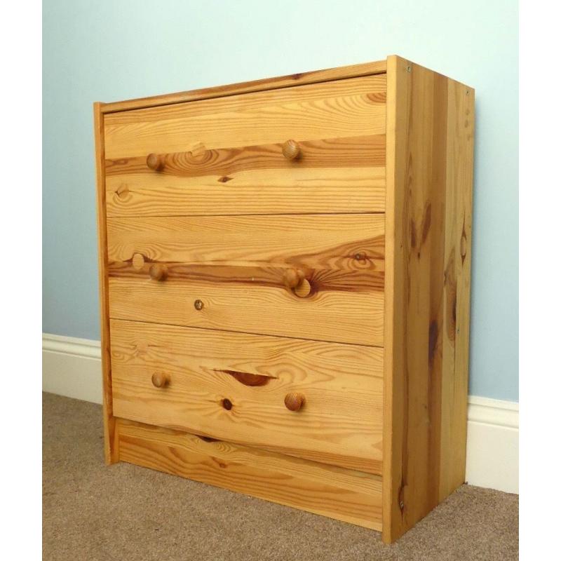 Narrow Pine Chest of Drawers (with three Drawers)