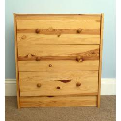Narrow Pine Chest of Drawers (with three Drawers)