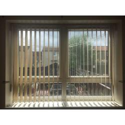Vertical blinds with middle openings in light beige X 2 sets for large and small windows