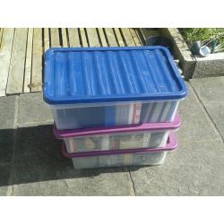 Job lot dvds plus 3 x plastic storage boxs