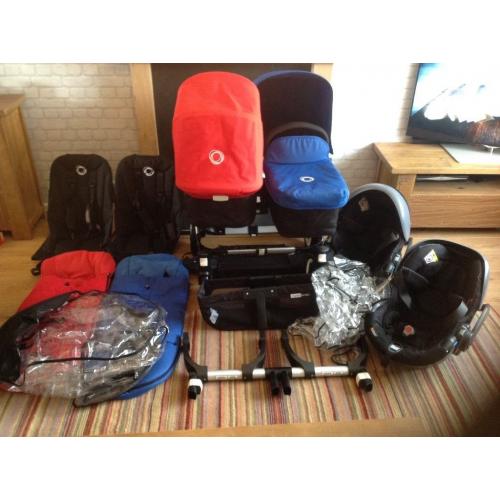 Bugaboo donkey twin Set up including car seats and extras!