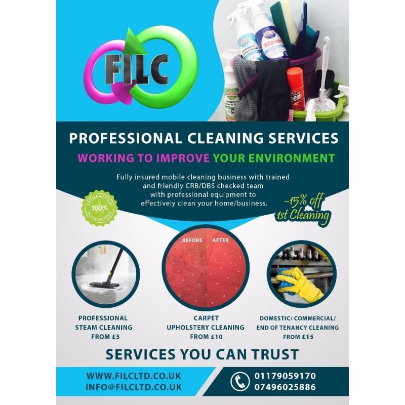 HOME/END OF TEN/COMMERCIAL CLEANING,OVEN,CARPET/UPHOLSTERY