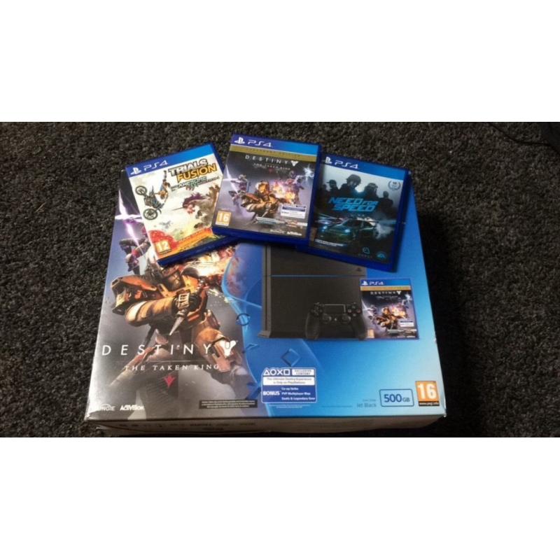 PS4+Need For Speed, Destiny The Taken King Legendary Edition, Trials Fusion The Awesome Max Edition