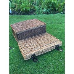 LARGE WICKER PICNIC HAMPER BASKET STORAGE BOX
