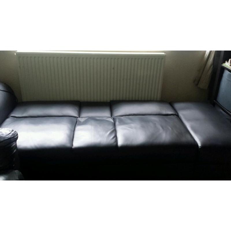 Modern black faux sofa bed with drawers!
