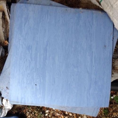 Blue vinyl tile flooring