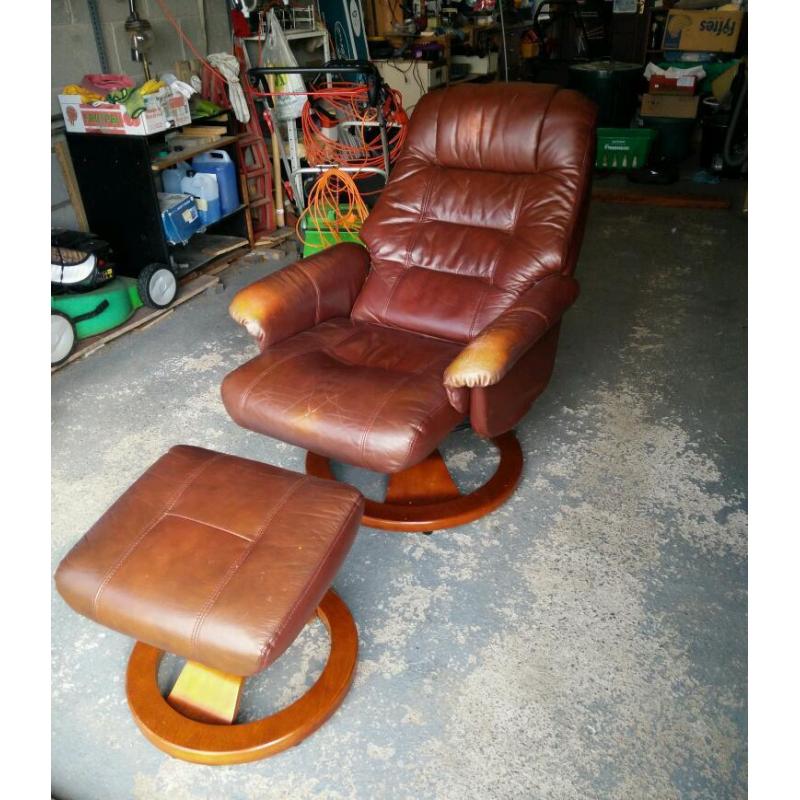 Leather chair and matching stool