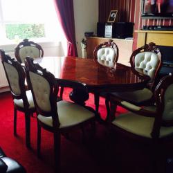 regency dining table & 6 Italian leather chairs