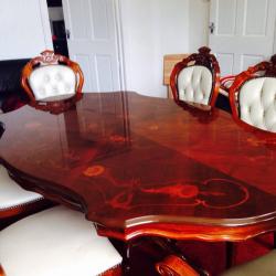 regency dining table & 6 Italian leather chairs