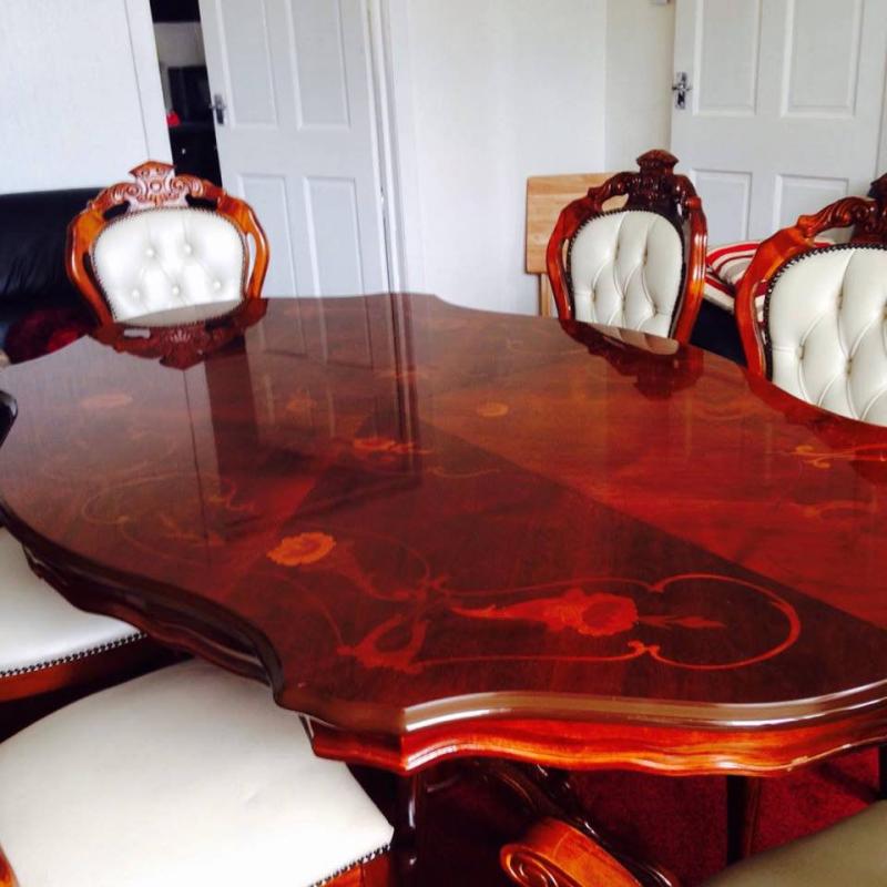 regency dining table & 6 Italian leather chairs
