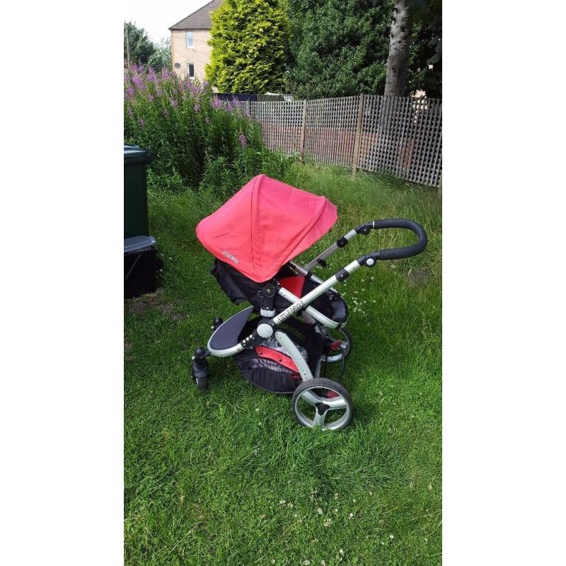 Little devils Black and Red Carrera Sport 3-in-1 Pushchair