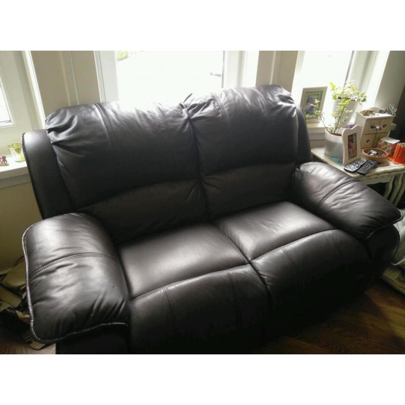 Two seater leather recliner