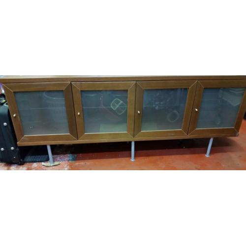Wooden Sideboard with Glass Doors and Shelfs Excellent Condition