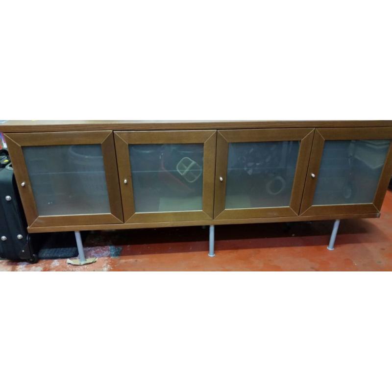 Wooden Sideboard with Glass Doors and Shelfs Excellent Condition