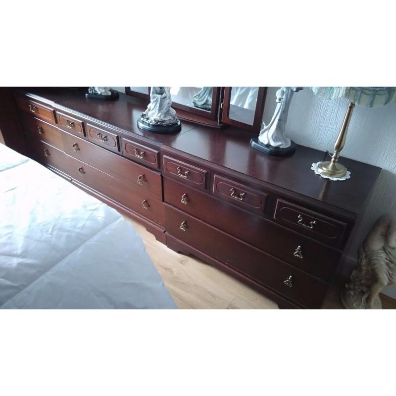 Stag Meredew dark wood bedroom furniture. wardrobes,chests of drawers, bedside cabinets