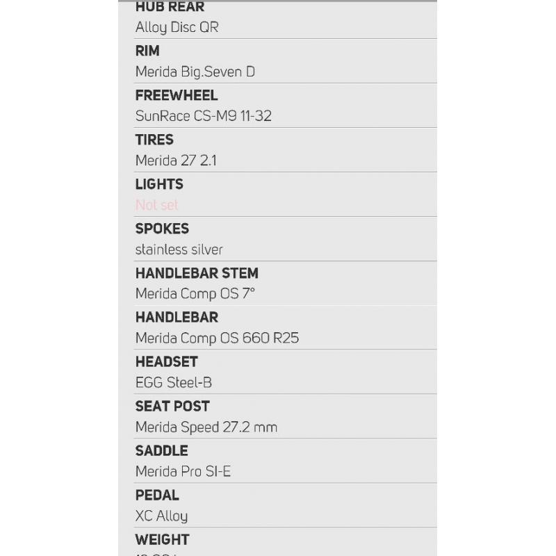 Merida big 7 40 hardtail specialist bike almost new