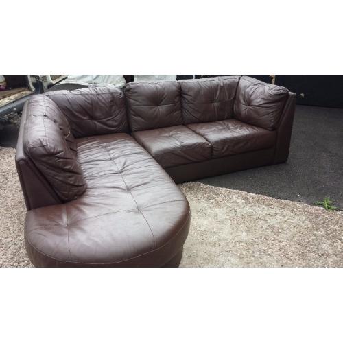 Brown leather corner sofa