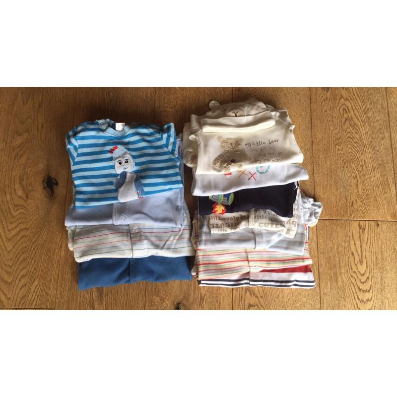 11 boys babygrows up to 1 month/first size
