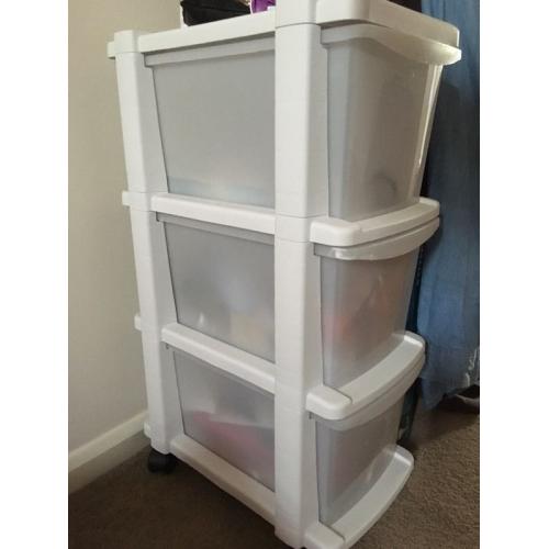 Chest of plastic drawers