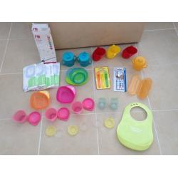 Bundle of baby weaning items inc bowls, pots, cups, cutlery
