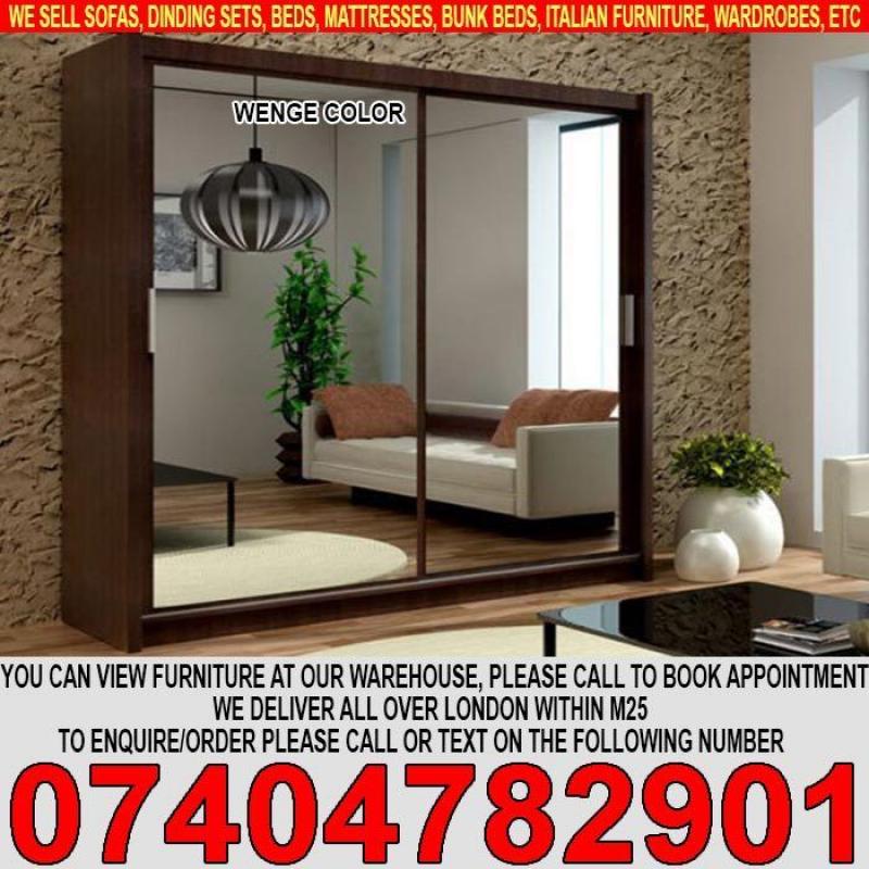 BRAND NEW 2 Door Sliding Mirrored Cabinet Wardrob