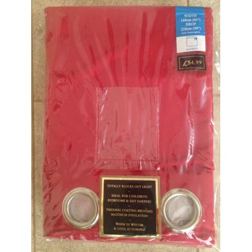 Red velvet curtains (66 X 90) brand new and still in packaging