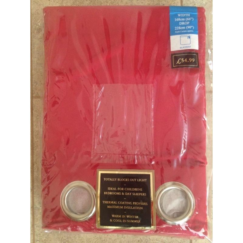 Red velvet curtains (66 X 90) brand new and still in packaging