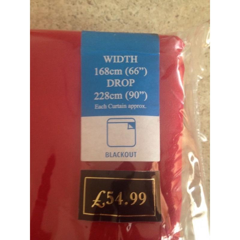 Red velvet curtains (66 X 90) brand new and still in packaging