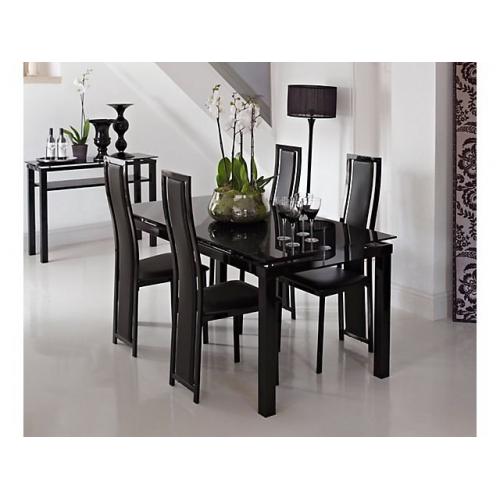 noir table and 4 upholstered chairs