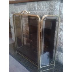 Decorative glass and brass firescreen