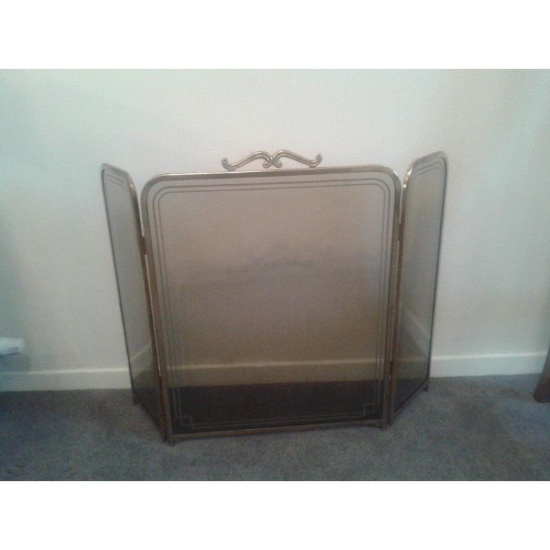 Decorative glass and brass firescreen