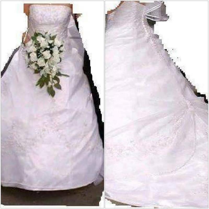 White beaded bodiced wedding dress