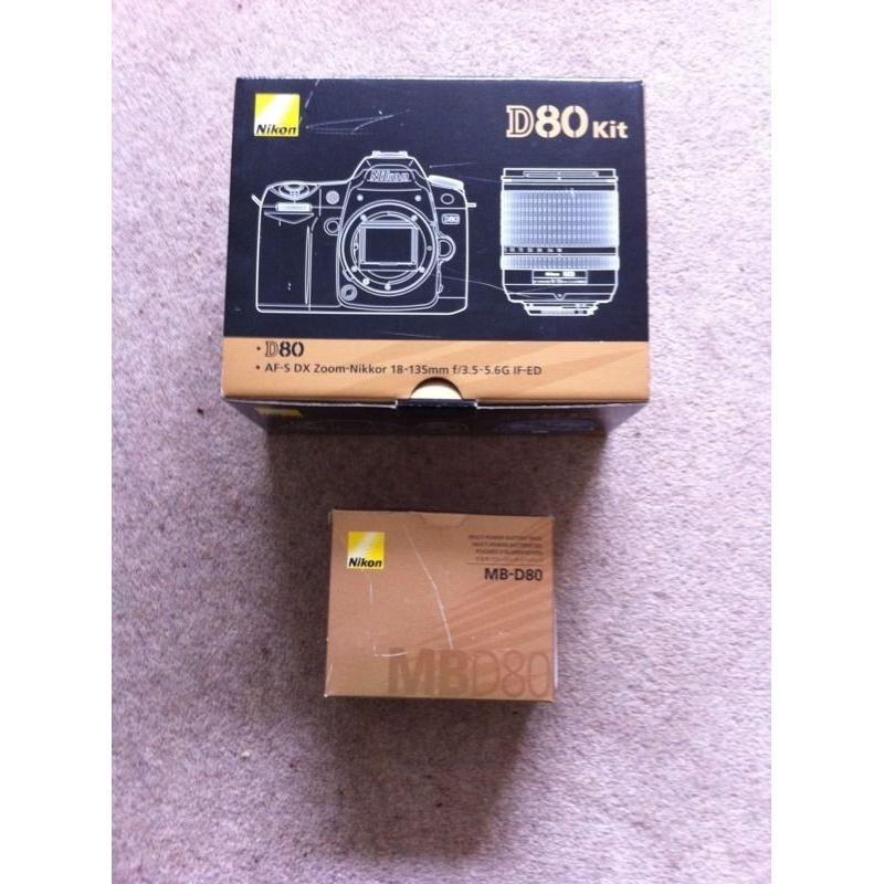 Nikon D80 with 18 - 135 lens and MB-D80 battery grip