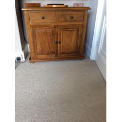 2 drawer wooden cupboard with 1 interior shelf, excellent condition.