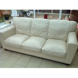 Three Piece Suite in Cream Leather