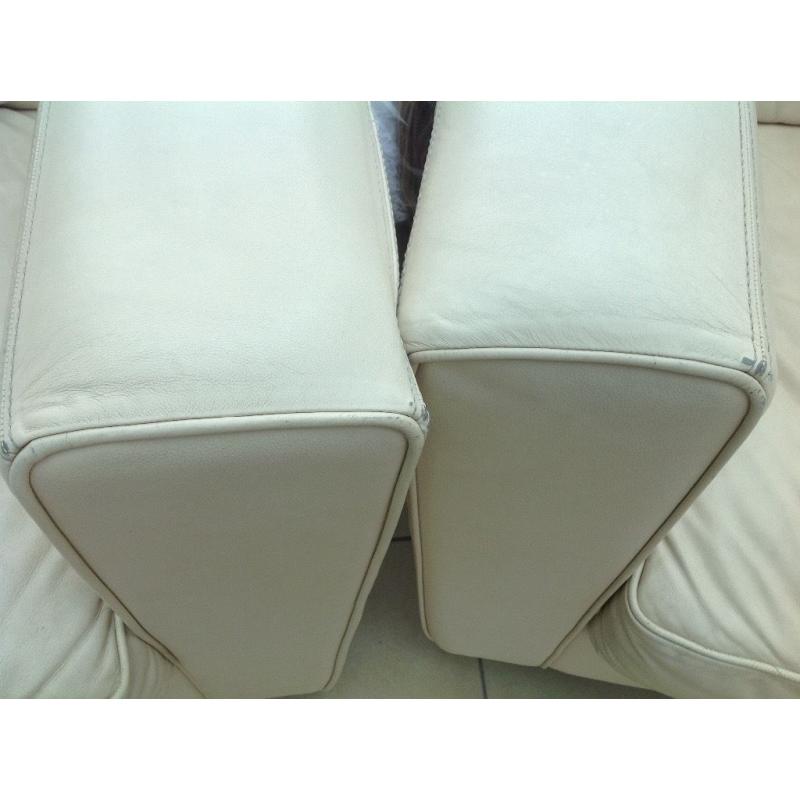 Three Piece Suite in Cream Leather