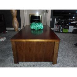 coffee table large with drawer.and shelf dark brown solid wood