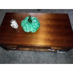 coffee table large with drawer.and shelf dark brown solid wood