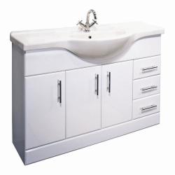 Bathroom High Gloss White Vanity Furniture Cabinet Unit Basin Sink Storage large