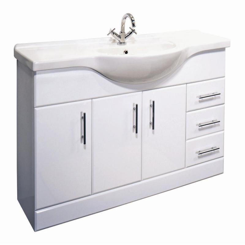 Bathroom High Gloss White Vanity Furniture Cabinet Unit Basin Sink Storage large