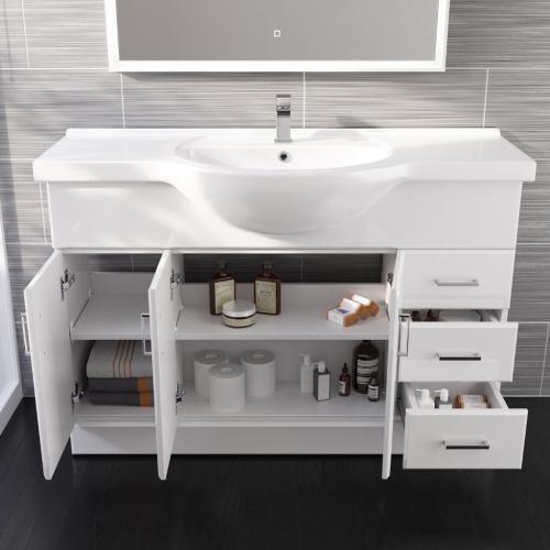Bathroom High Gloss White Vanity Furniture Cabinet Unit Basin Sink Storage large