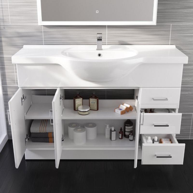 Bathroom High Gloss White Vanity Furniture Cabinet Unit Basin Sink Storage large