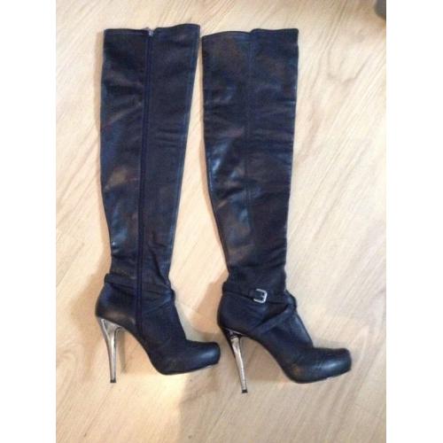 River island leather thigh high boots