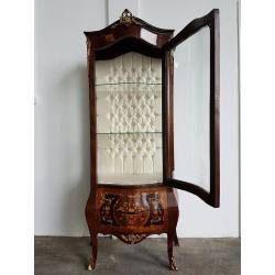 ANTIQUE STYLE FRENCH LOUIS XV INLAID BOMBE VITRINE DISPLAY CABINET SIDEBOARD DELIVERY AVAILABLE