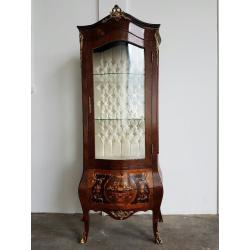 ANTIQUE STYLE FRENCH LOUIS XV INLAID BOMBE VITRINE DISPLAY CABINET SIDEBOARD DELIVERY AVAILABLE