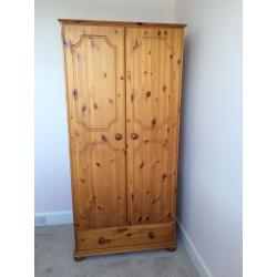 Solid pine wardrobe with drawer