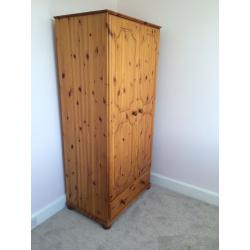 Solid pine wardrobe with drawer