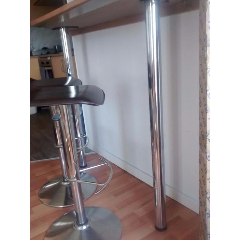 Adjustable chrome leg for worktops or kitchen bars (brand new, nearly half price!)