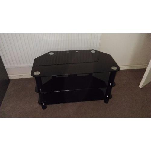 Black glass TV stand